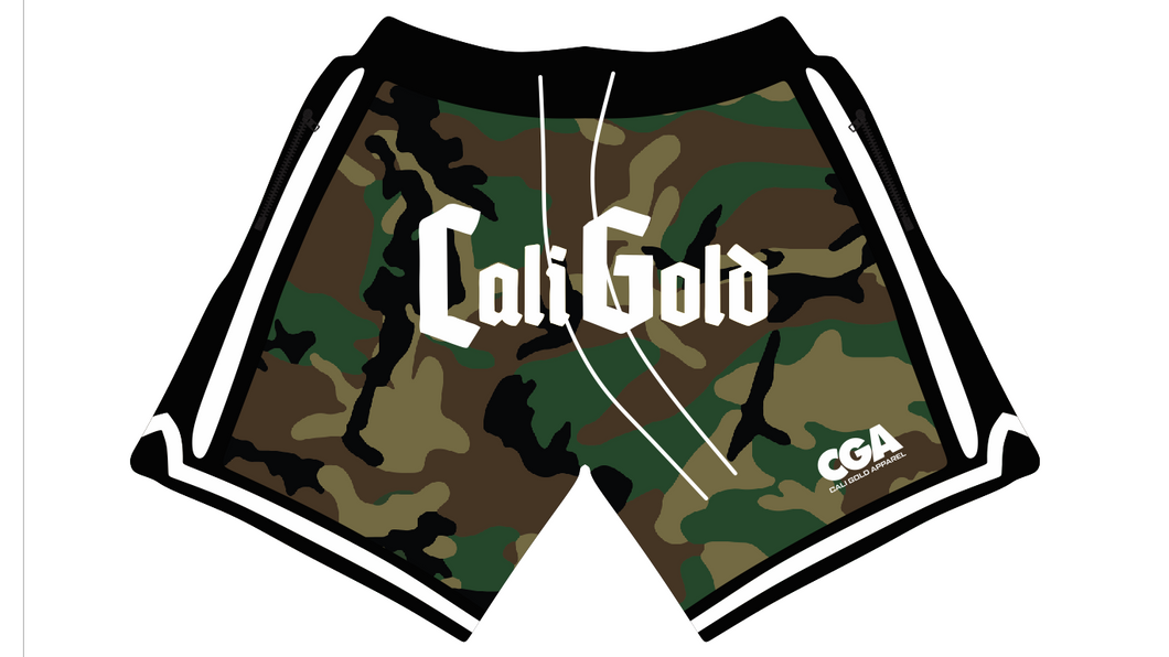 CALI GOLD CAMMO SHORTS